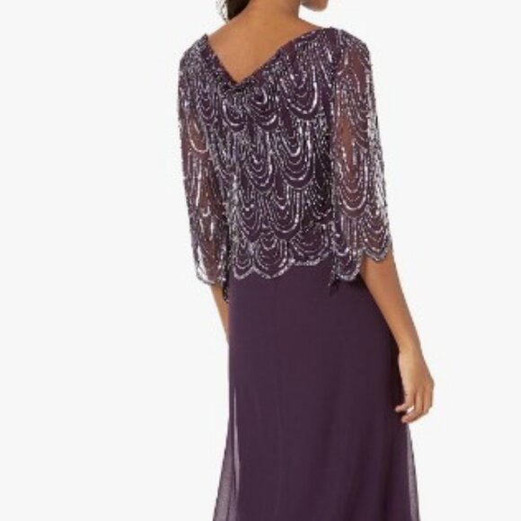 J Kara Womens Petite 3/4 Sleeve Beaded Formal Dress Sz 18 - Picture 2 of 9